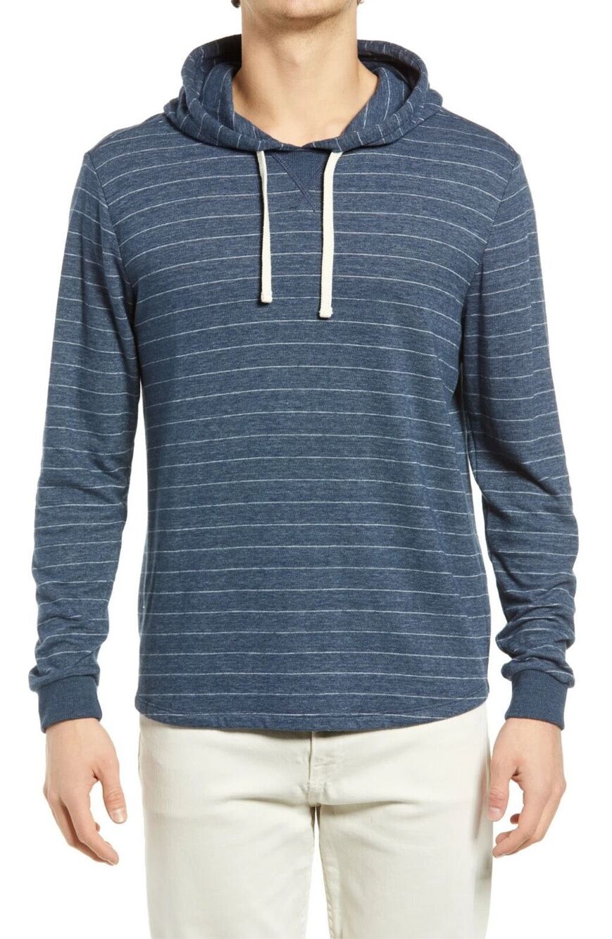 Marine Layer DK Stripe Hoodie navy white sweatshirt hoodie size M/L